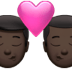 👨🏿‍❤️‍💋‍👨🏿 kiss: man, man, dark skin tone display on Apple